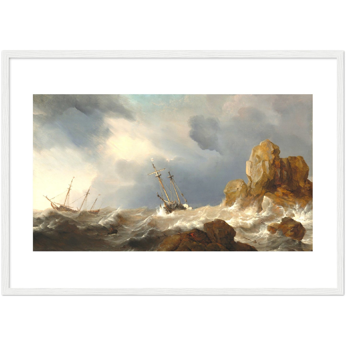 Ships in a Gale by Willem van de Velde the Younger (painter)