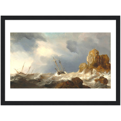 Ships in a Gale by Willem van de Velde the Younger (painter)