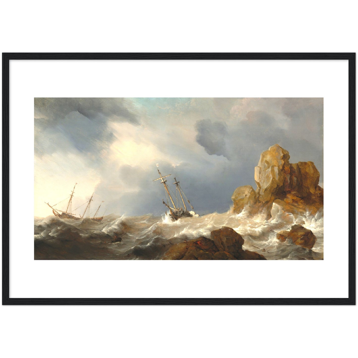 Ships in a Gale by Willem van de Velde the Younger (painter)